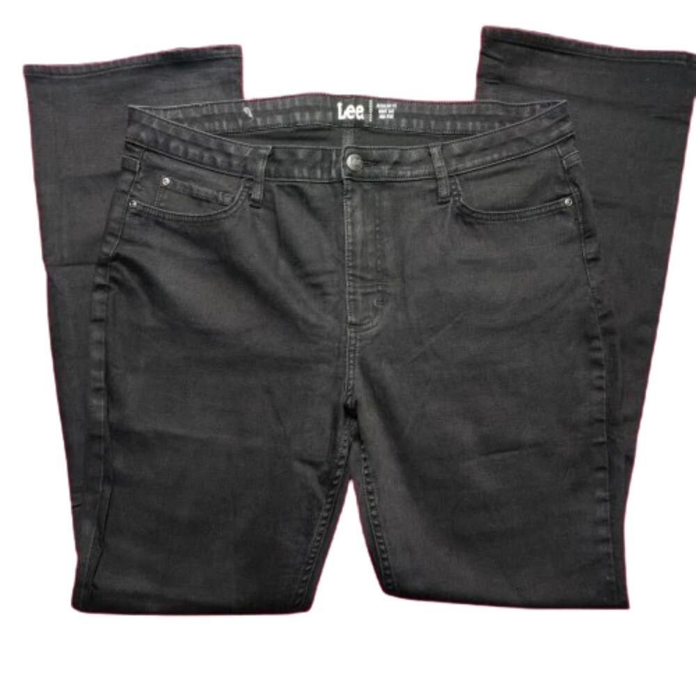 Lee Womens Bootcut Jeans Size 18L Black Stretch Denim Mid Rise Regular Fit